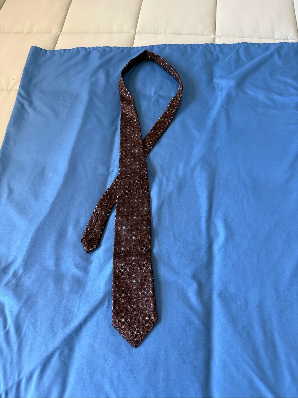 Santorelli Brown Patterned Men's Tie. Handmade in Italy. 100% Silk